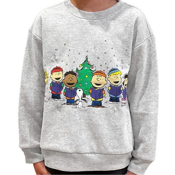 Peanuts Kids Light Up Sweatshirt with Colorful Characters, Grey Heather, Size 8 - Picture 7 of 7